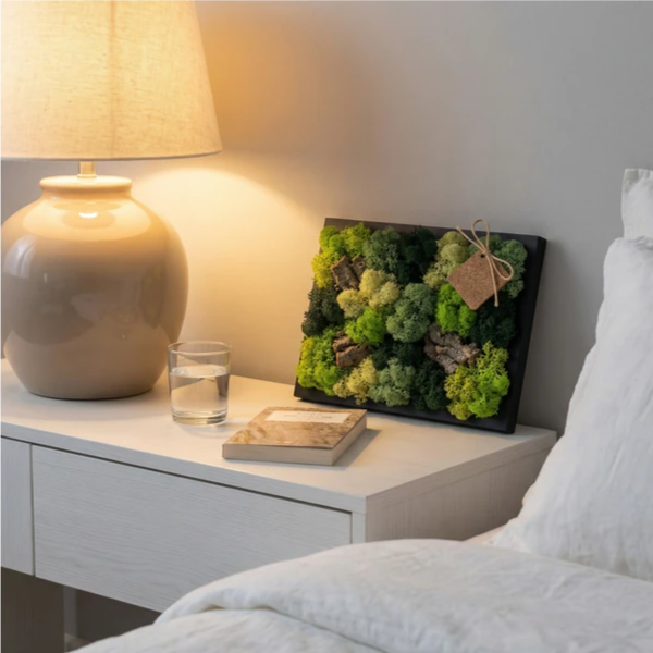 Quadro verde stabilizzato mini - appeso a parete bianca, design minimalista