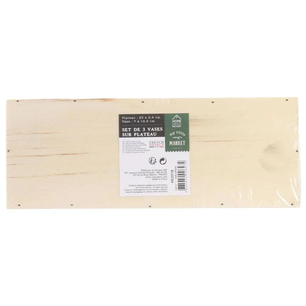 Set di tre vasi in vetro con supporto in legno - i Giardini di Giulia