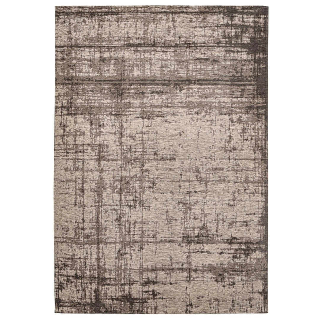 Tappeto moderno beige con texture effetto usurato in marrone, perfetto per ambienti contemporanei e minimalisti.