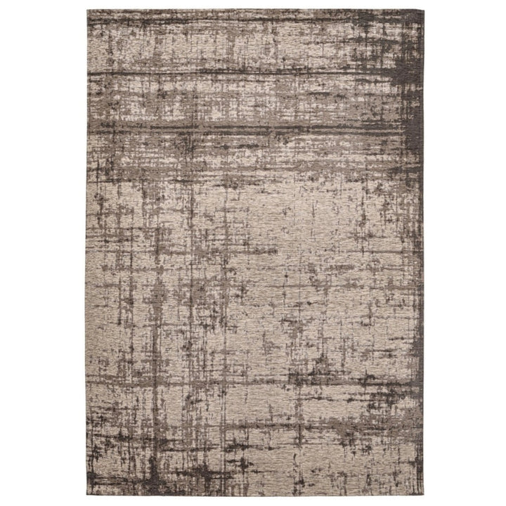 Tappeto moderno beige con texture effetto usurato in marrone, perfetto per ambienti contemporanei e minimalisti.