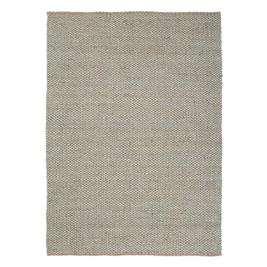 tappeto in fibra naturale colorazione azzurro e marrone  