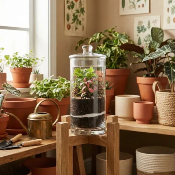 Terrarium chloe con piante verdi