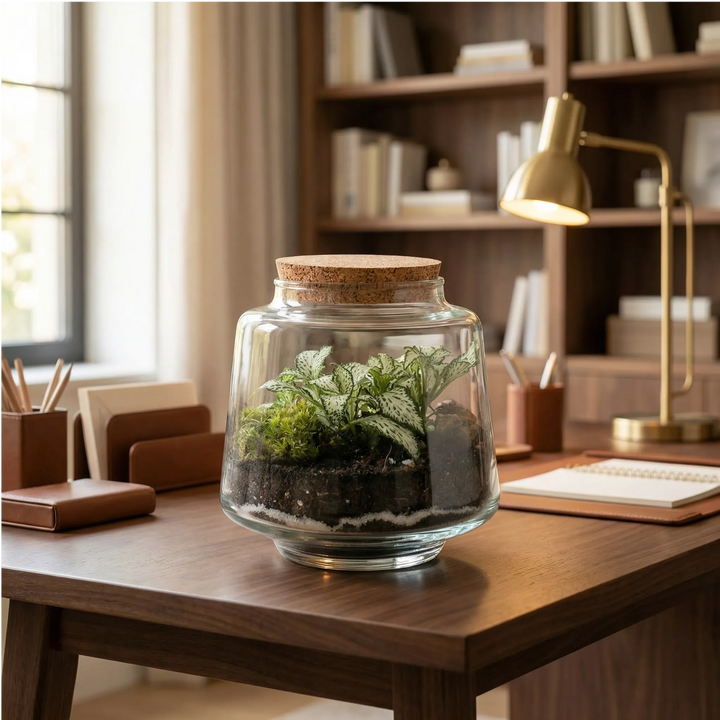 Terrarium Hortus come decorazione per scrivania in studio domestico