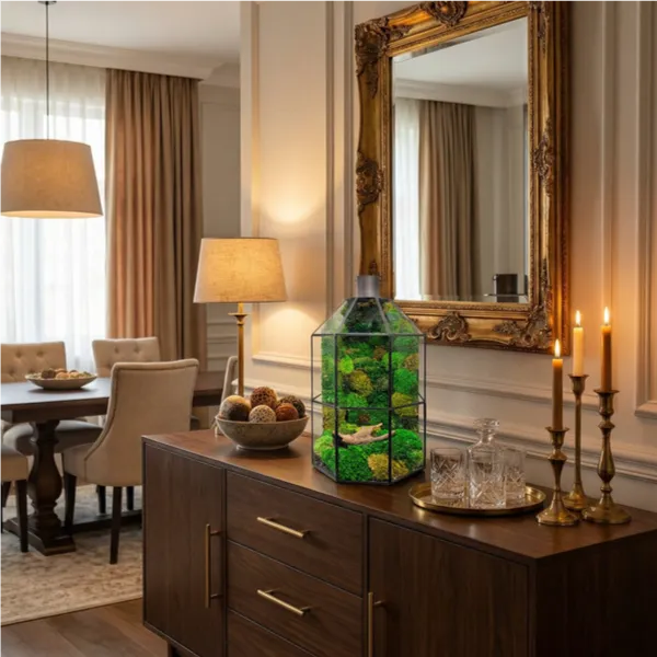 Terrarium Terranova console ingresso decorazione verde benvenuto entryway moderno arredo naturale