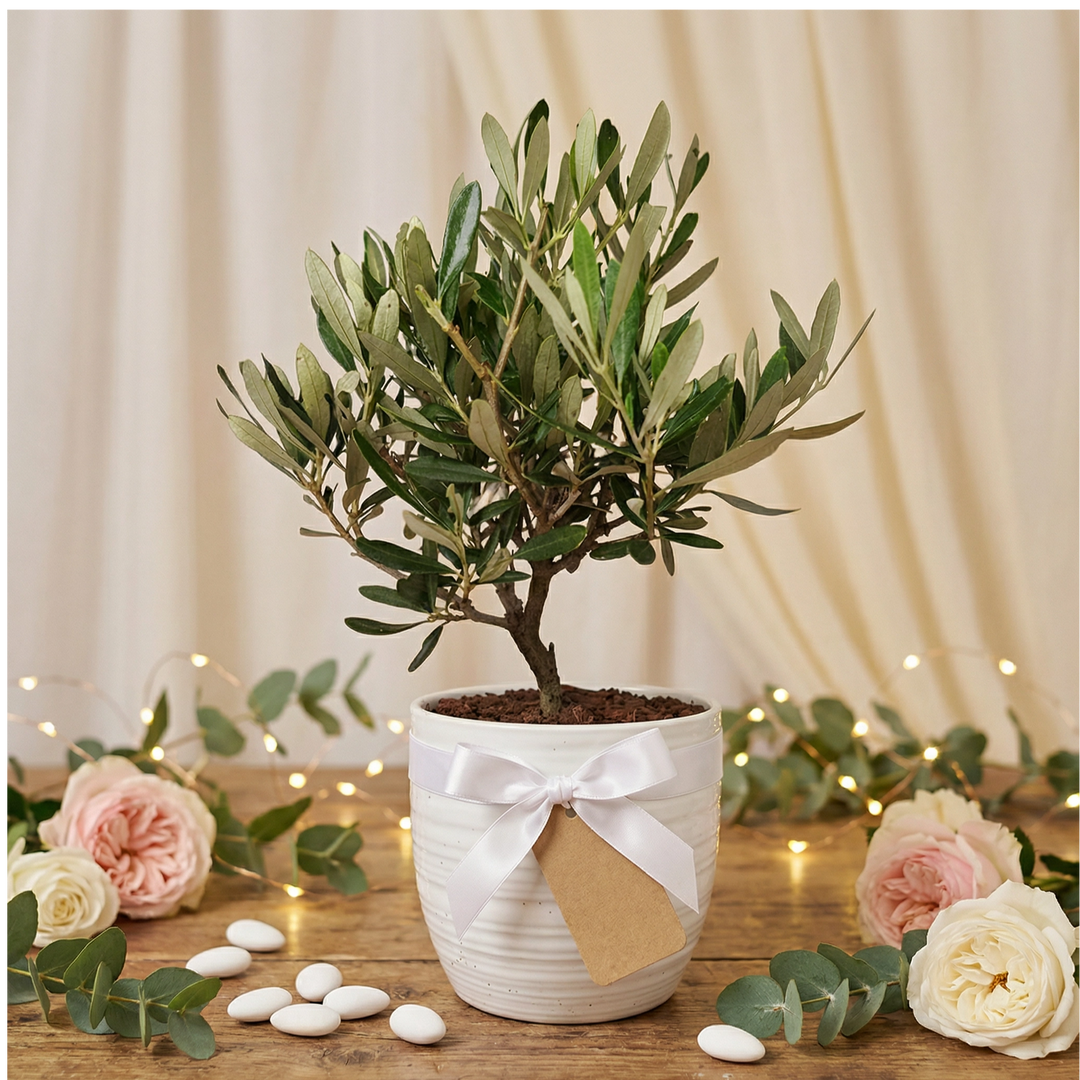 Olivo Bonsai Vaso di Ceramica Bergamo Altezza Pianta 40 cm