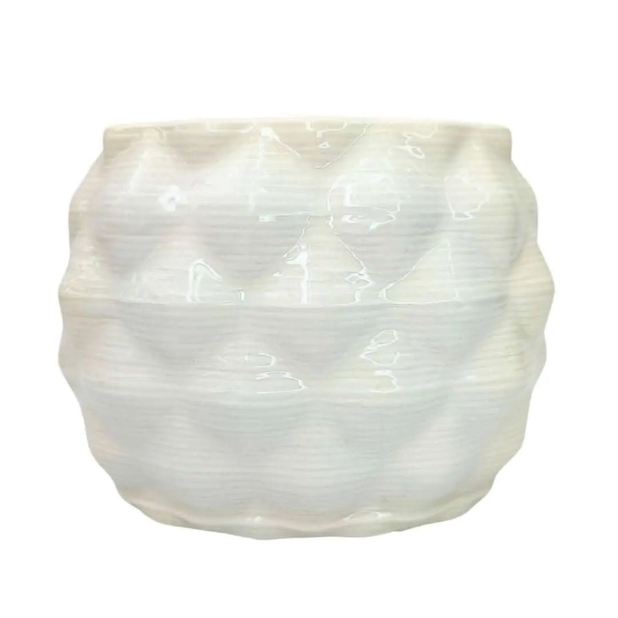 Vaso Artiganale ovale in Argilla L.20 P.12 H.17 cm - i Giardini di Giulia