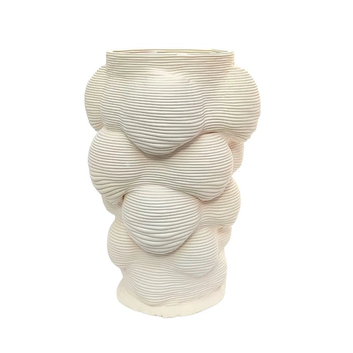 Vaso Mombay Terra&Sole in argilla bianca naturale con design scultoreo organico