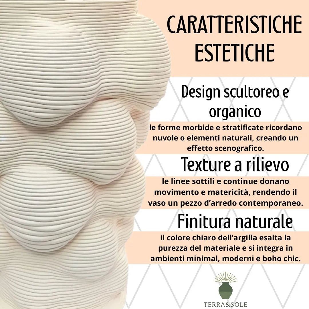 Vaso Mombay Terra&Sole design scultoreo texture a rilievo e finitura naturale