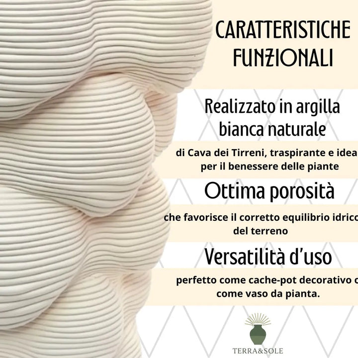 Vaso Mombay Terra&Sole caratteristiche funzionali argilla bianca porosa per piante
