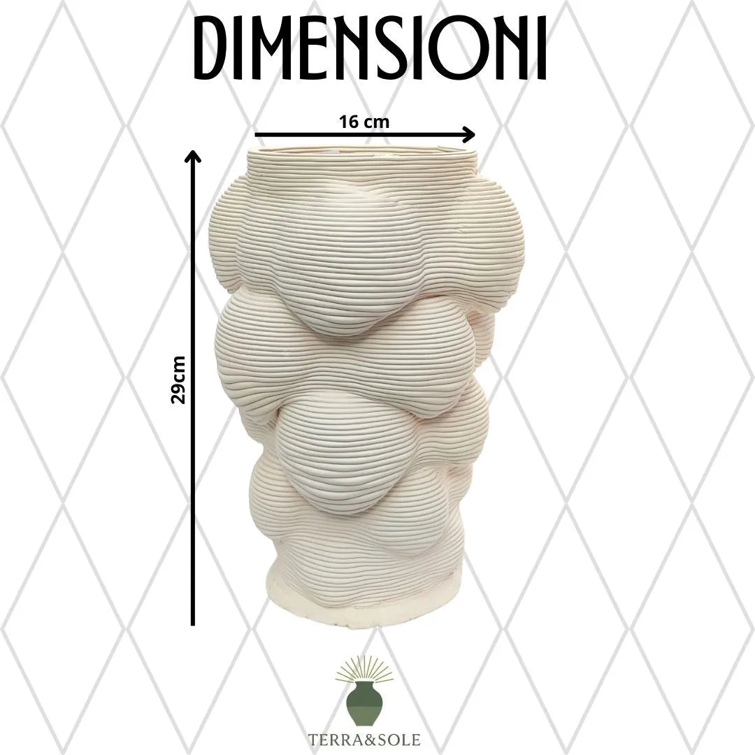 Dimensioni vaso Mombay Terra&Sole argilla bianca naturale 16 cm diametro 29 cm altezza
