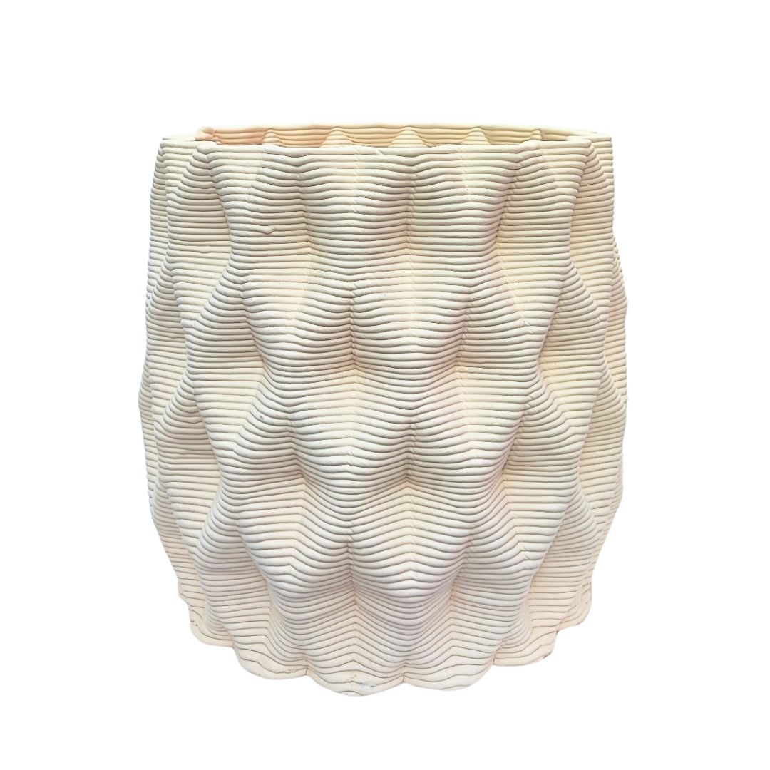 Vaso Rua grande Terra&Sole in argilla bianca naturale design geometrico