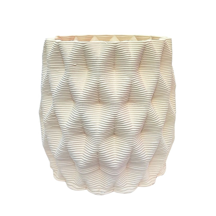 Vaso Rua grande Terra&Sole in argilla bianca naturale design geometrico