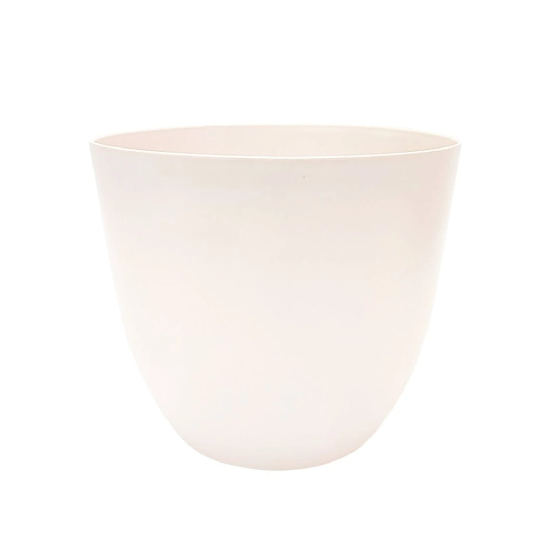 Vaso tondo bianco opaco in plastica, dal design minimal moderno ideale per piante da interno