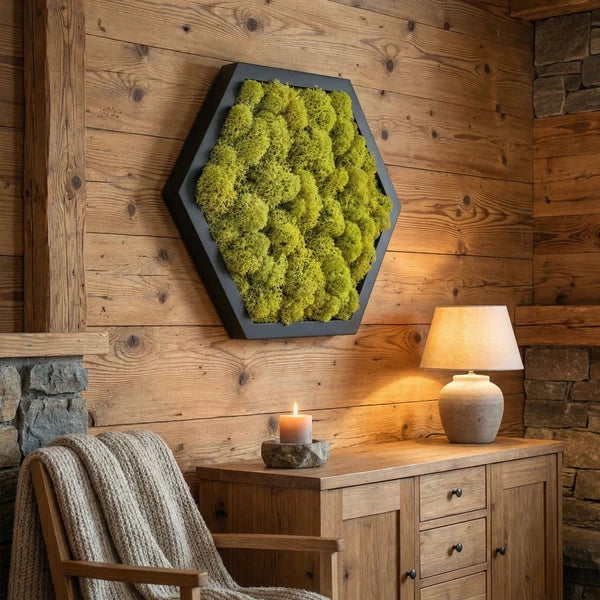 quadro cornice nera - vista laterale della cornice e spessore del quadro licheni stabilizzati